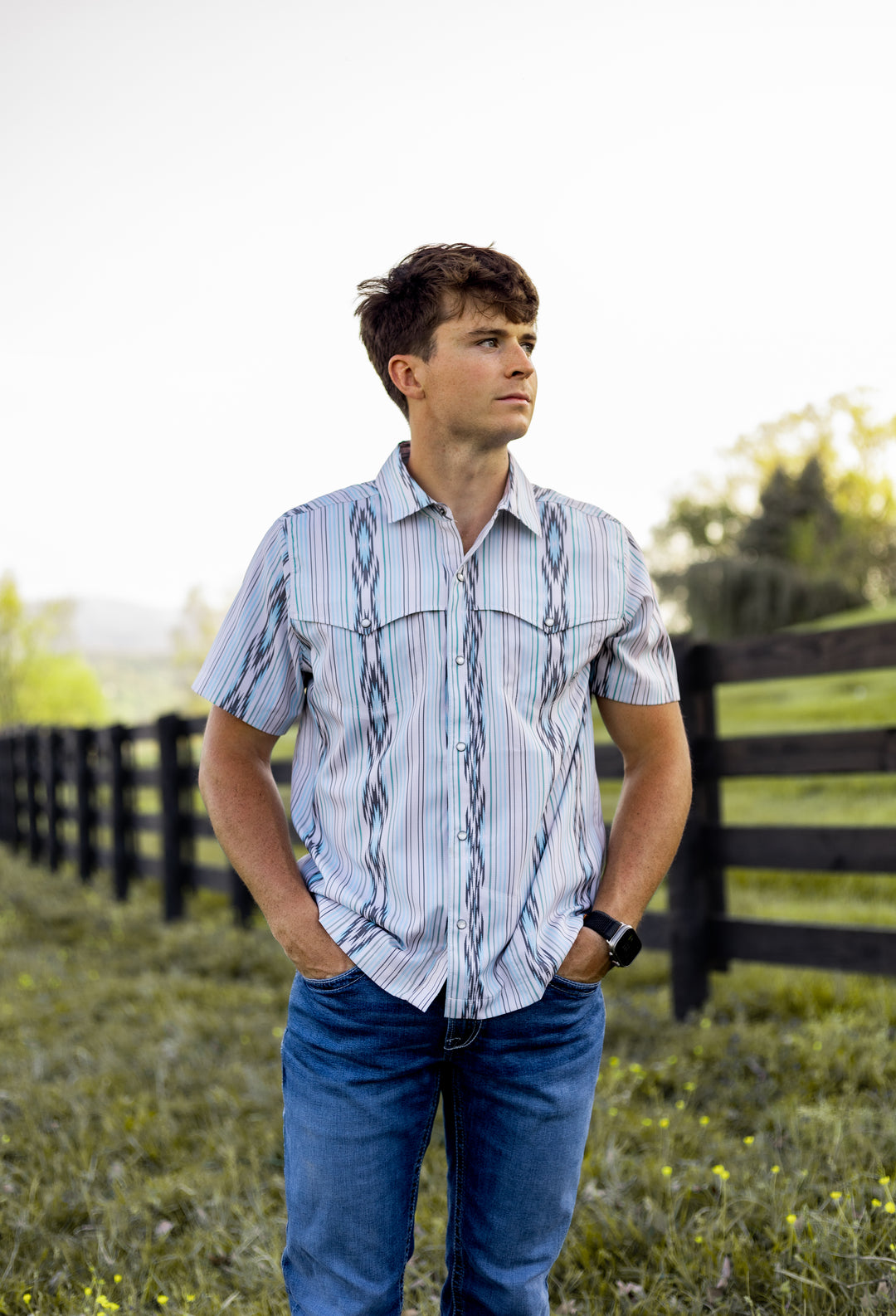 Ariat Men's VentTEK Western Snap Shirt | Moonbeam Print 10071047 Shirt ariat Men's Short Sleeve Snap Shirt Ariat