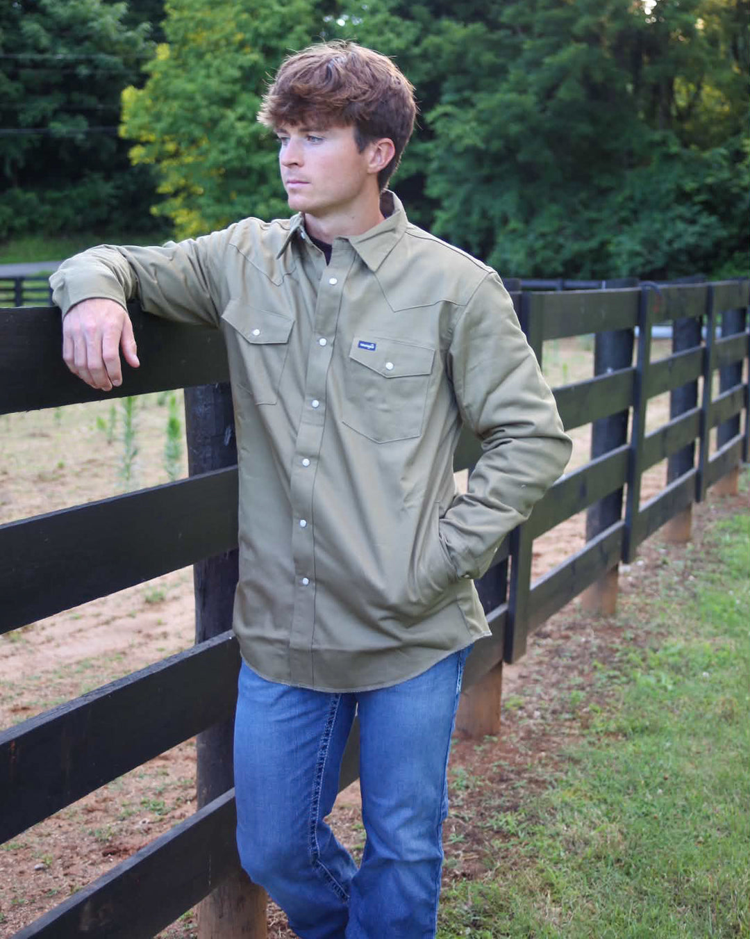 Wrangler® Flannel Lined Workshirt - Classic Fit - Green - 112381692 Shirt Long Sleeve Snap Shirt Wrangler Wrangler