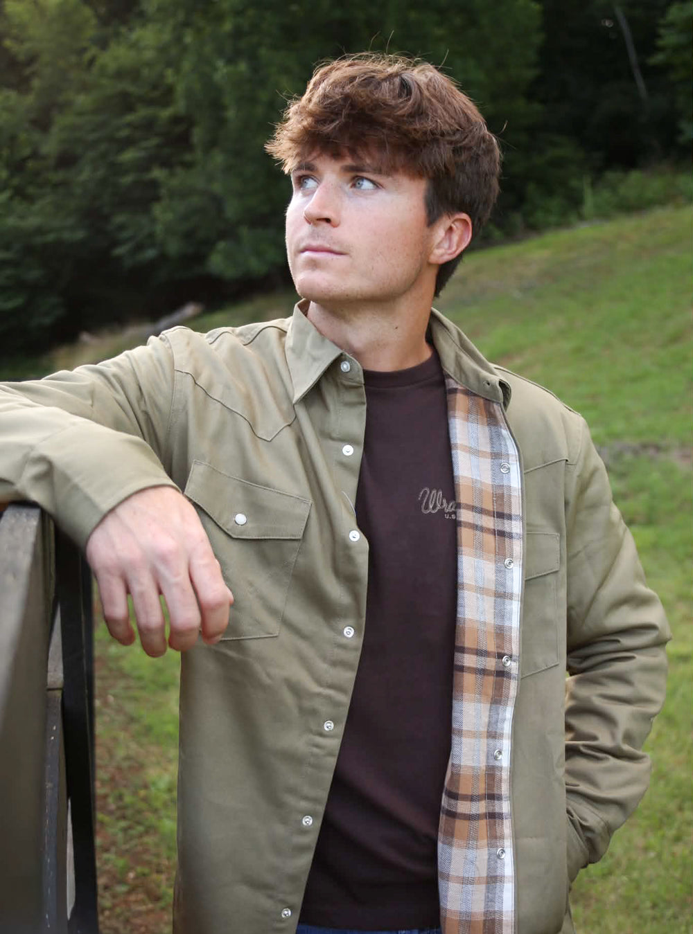 Wrangler® Flannel Lined Workshirt - Classic Fit - Green - 112381692 Shirt Long Sleeve Snap Shirt Wrangler Wrangler