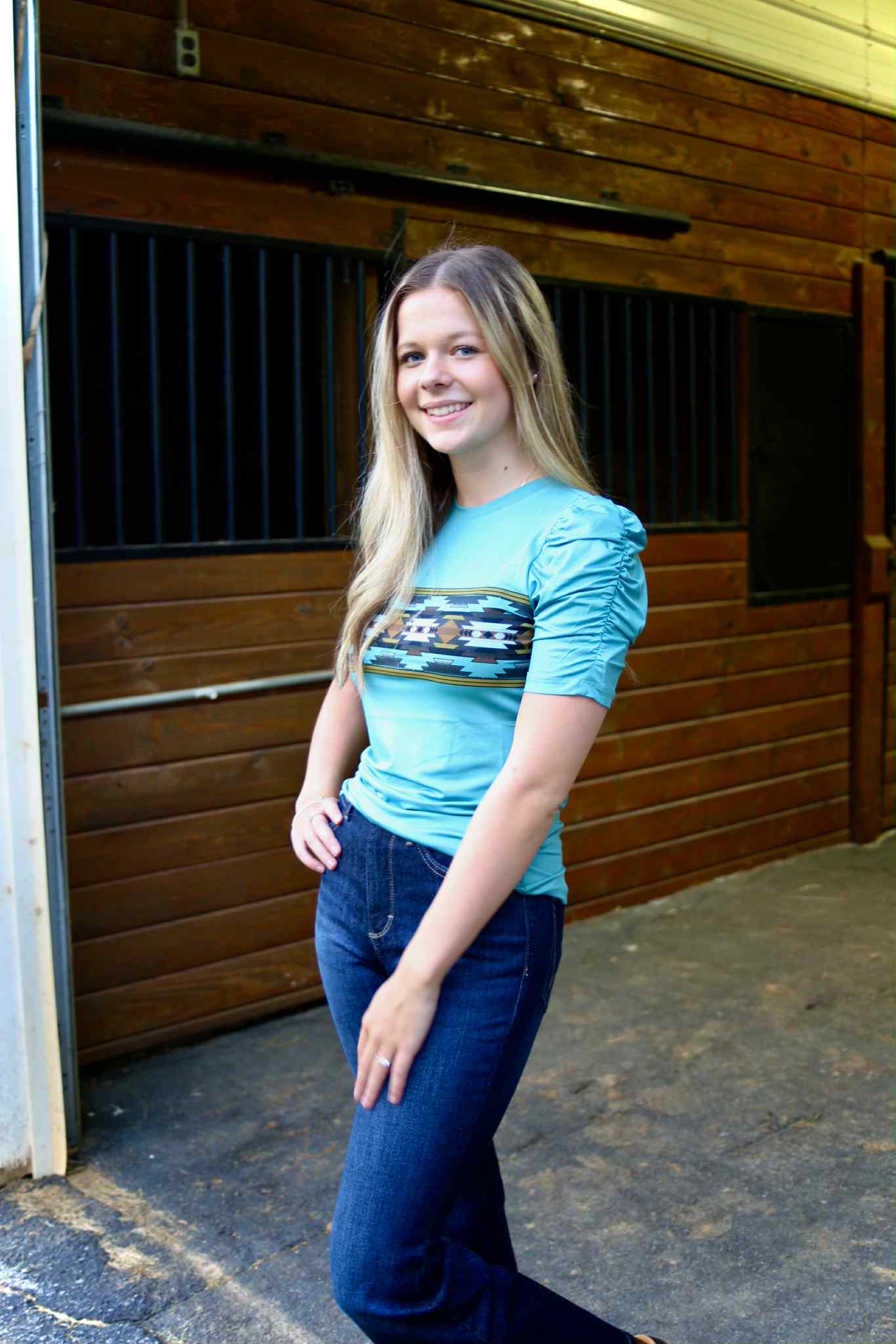 WOMENS S/S SUBLIMATION PRINT TEE/TEAL CTK7509003 T Shirt Cinch