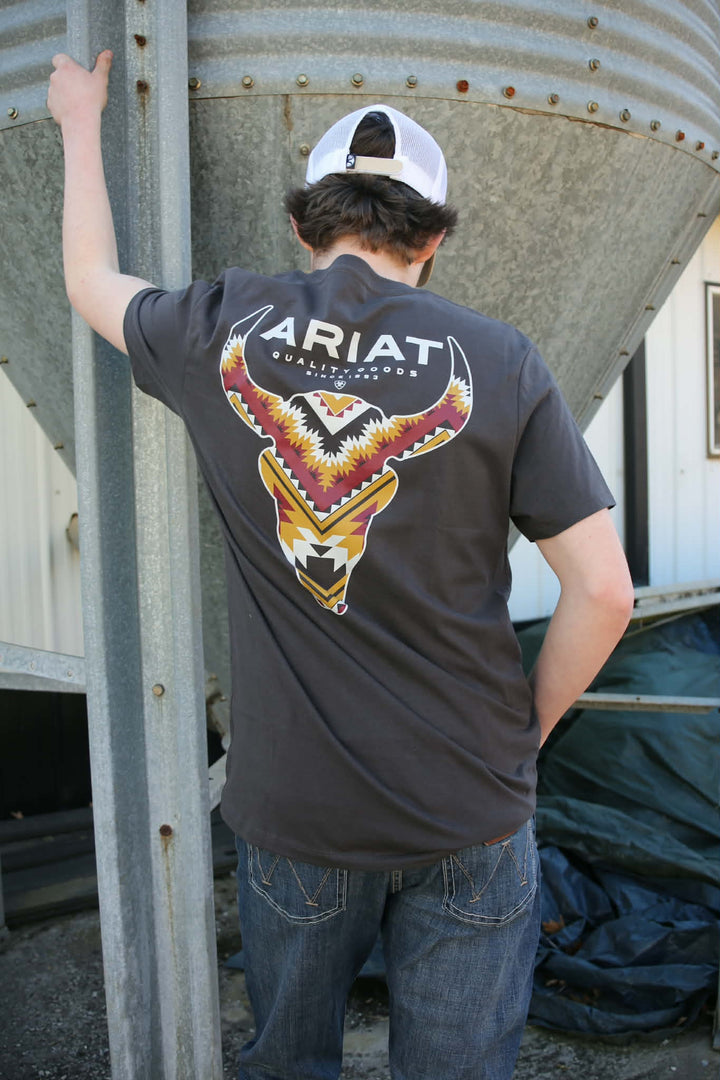 MNS Ariat Southwest Longest Horn Classic Fit T-Shirt VINTAGE BLACK 10071198 Shirt Ariat
