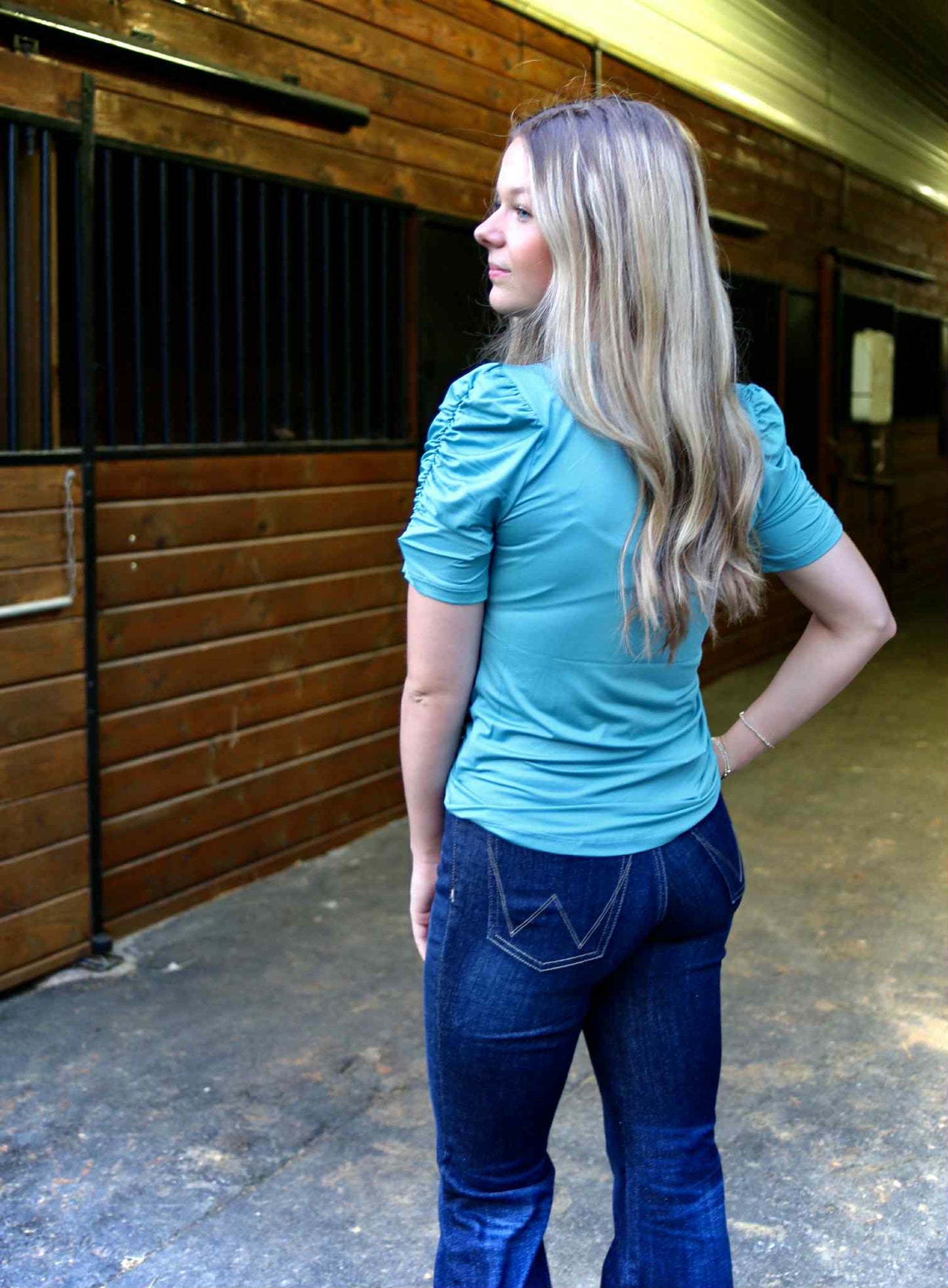 WOMENS S/S SUBLIMATION PRINT TEE/TEAL CTK7509003 T Shirt Cinch