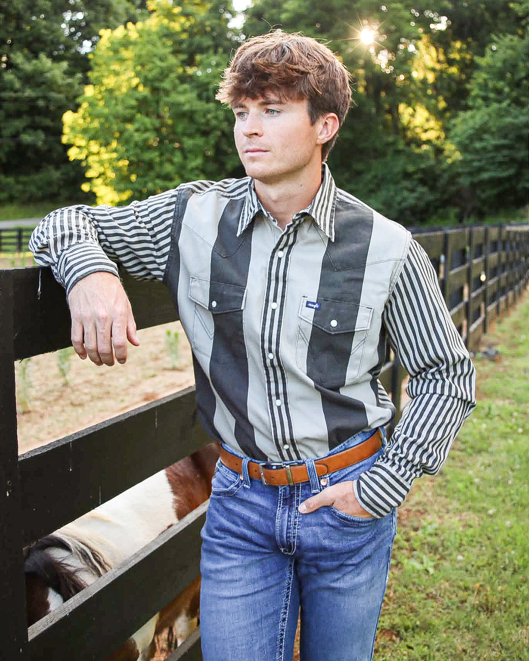 Wrangler® Vintage Inspired Brushpopper Long Sleeve Shirt - Classic Fit - Black/Grey - 112381996 Shirt Long Sleeve Men's Shirt Snap Shirt Wrangler Wrangler