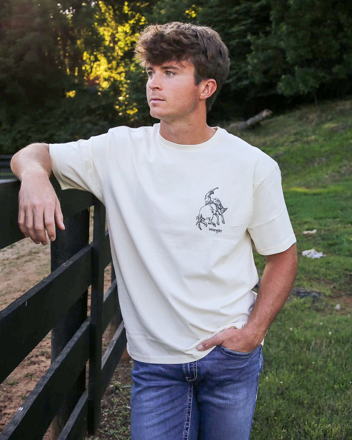Wrangler® Graphic Short Sleeve T-Shirt - Vintage Fit - Antique White - 112380262 T Shirt Graphic T Shirt Men's Short Sleeve Wrangler Wrangler