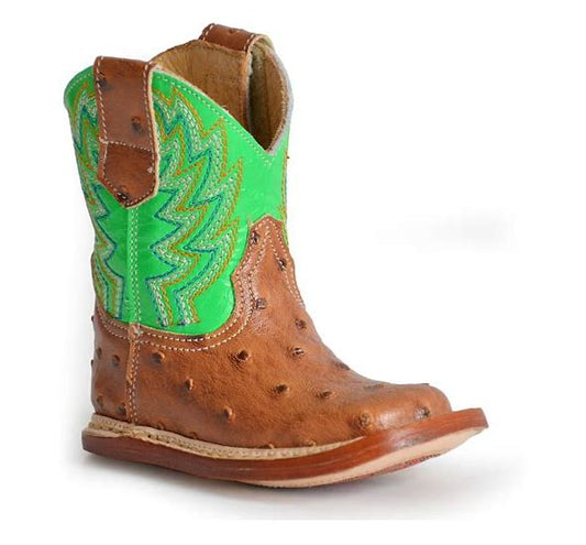 Roper Boys Infant Green Leather Buddy Ostrich Cowboy Boots 09-016-7912-8247 Boots Karman