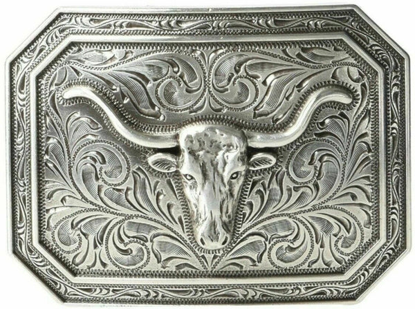 Ariat Western Mens Belt Buckle Longhorn Silver A37008 Belt Buckle M & F