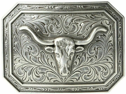 Ariat Western Mens Belt Buckle Longhorn Silver 