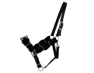 SS-105 Mohair Wool Bronc Halter - black/teal/blue Double C Western Supply