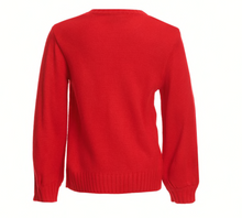 Load image into Gallery viewer, Wrangler Girl&#39;s Red with Antique Gold Horseshoe Long Sleeve Sweater
