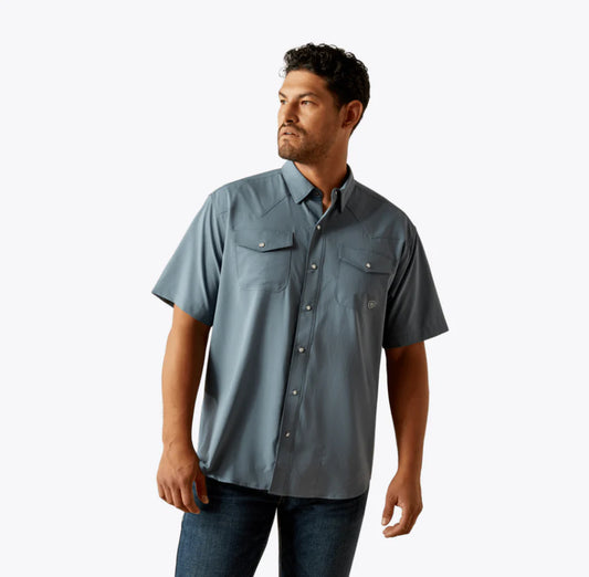 Ariat Men's VentTEK Gray-Blue Western Fitted Shirt 10058813 Shirt ariatmens Ariat