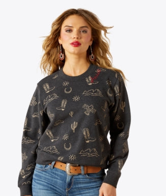 Women's Essential Crew Sweatshirt Black Heather - 10062737 Sweatshirt ariatwomens Ariat