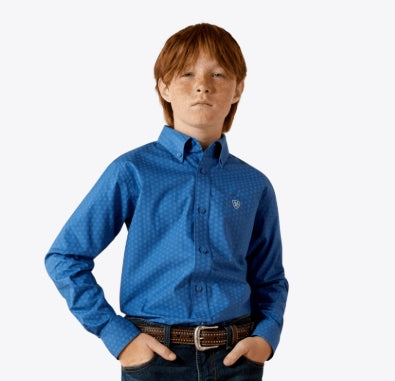 Youth Stratford Classic Fit Shirt Royal Blue - 10062393 Boys Shirt ARIATKIDS Ariat