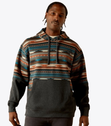 Men's Color Block Hoodie Rust Serape