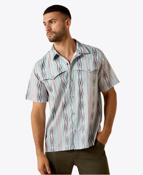 Ariat Men's VentTEK Western Snap Shirt | Moonbeam Print 10071047 Shirt ariat Men's Short Sleeve Snap Shirt Ariat