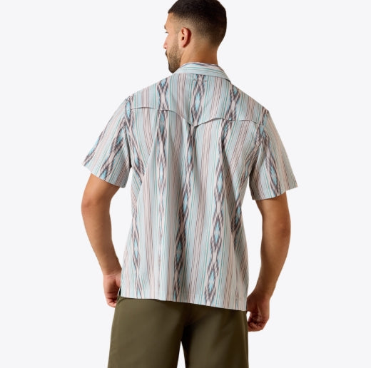 Ariat Men's VentTEK Western Snap Shirt | Moonbeam Print 10071047 Shirt ariat Men's Short Sleeve Snap Shirt Ariat