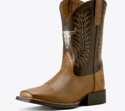 YTH Stampede Wide Square Toe Western Boot DESERT BROWN 10063827 Boots ariatfootwear Ariat