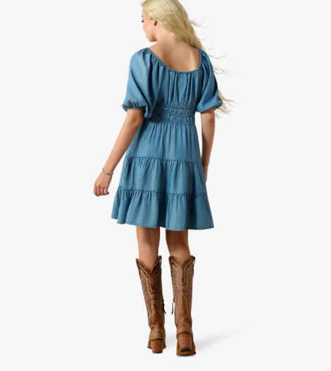 Ariat WMS Juliet Dress LIGHT WASH INDIGO 10071132 Dress ariat dress Short Sleeve Women's Women’s Clothing Ariat