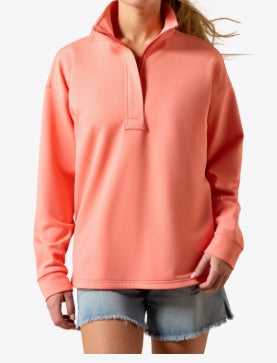 WMS Breeze Logo 1/2 Zip Sweatshirt SHELL PINK 10071260 Pullover ariat ariatwomens Women's Ariat
