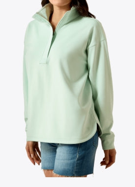WMS Breeze Logo 1/2 Zip Sweatshirt DUSTY AQUA 10071259 Pullover ariat ariatwomens Women's Ariat
