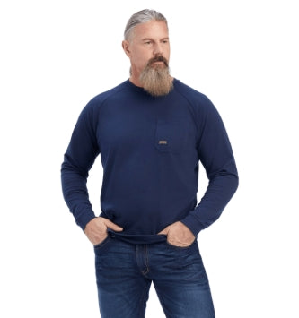 Men's Rebar Cotton Strong T-Shirt Navy - 10041489 Long Sleeve T Shirt ariatmens Ariat