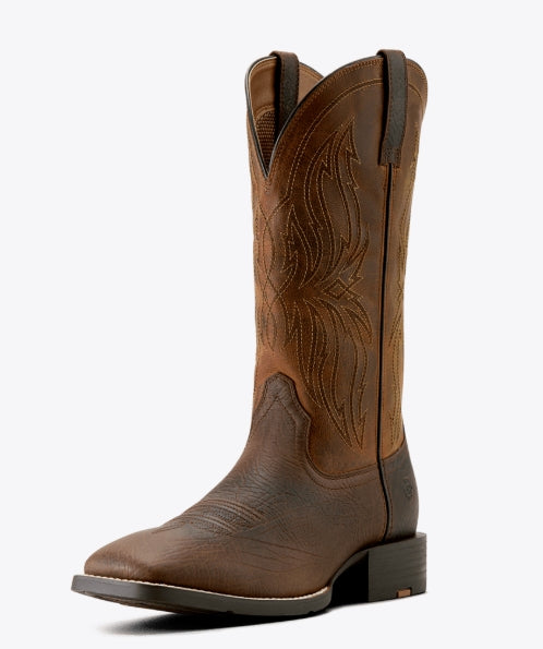 MNS Sport Rustler Wide Square Toe Cowboy Boot TOFFEE HIPPO PRINT 10063985 Boots ariat Boots Men's Western Boots Ariat