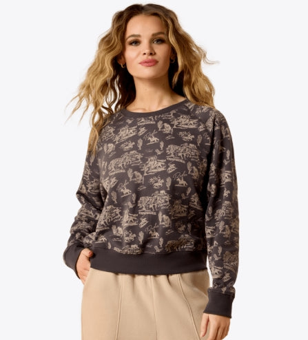 WMS Essential Crew Sweatshirt RETRO RODEO CARBON COPY 10079453 Sweatshirt ariat Long Sleeve Pullover Sweat Shirt Women&