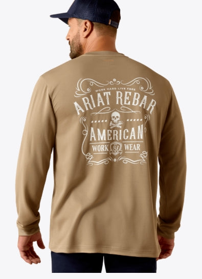 Men's Rebar Heat Fighter Long Sleeve T-Shirt in Greige Long Sleeve T Shirt ariat ariatmens L/S T Shirt Men's Ariat