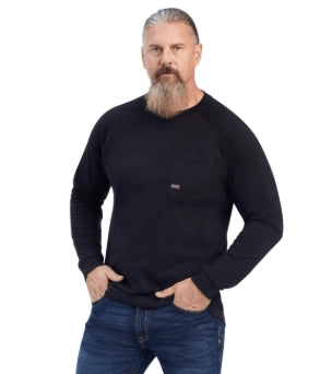 MNS Rebar Cotton Strong LS T-Shirt Black - 10041458 Shirt ariatmens Ariat