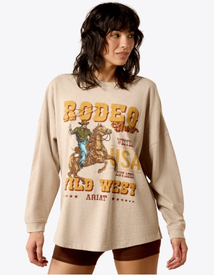 WMS Canvas Oversized Long Sleeve T-Shirt OATMEAL HEATHER 10079246