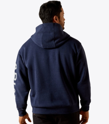 Men's Rebar Lightweight Logo Hoodie Navy Heather/Alloy - 10062708 Hoodie ariatmens Ariat