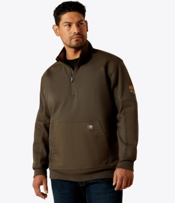 Men's Rebar Workman Duracanvas 1/4 Zip Sweatshirt Earth - 10062608 Sweatshirt ariatmens Ariat