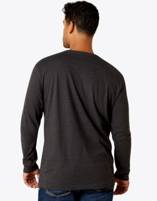 Men's Rebar Cotton Strong Standard Pocket T-Shirt Charcoal Heather - 10062749 Long Sleeve T Shirt ariatmens Ariat
