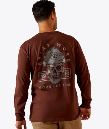 Men's Rebar Cotton Strong Hardhead Long Sleeve T-Shirt Bitter Chocolate -10062763 Shirt Ariat