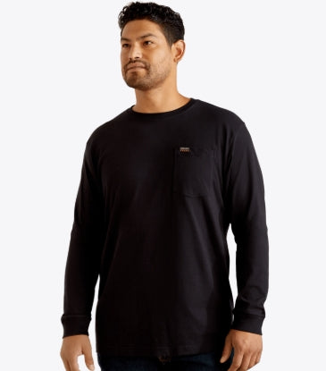 Men's Rebar Cotton Strong Bare Knuckle Long-Sleeve T-Shirt Black - 10062766 Shirt 20% off ariat ariatmens Men's Ariat