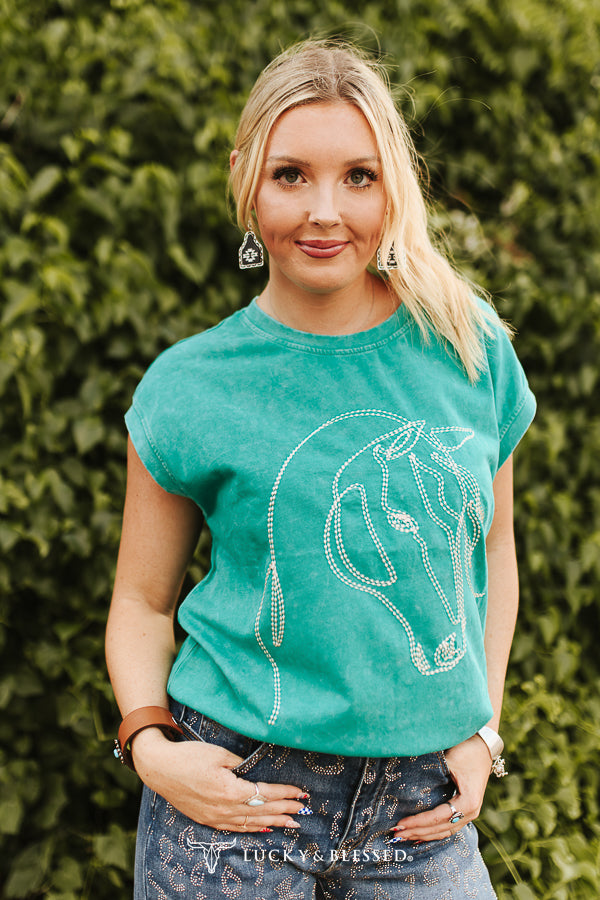 Jade Horse Head Mineral Wash Tee