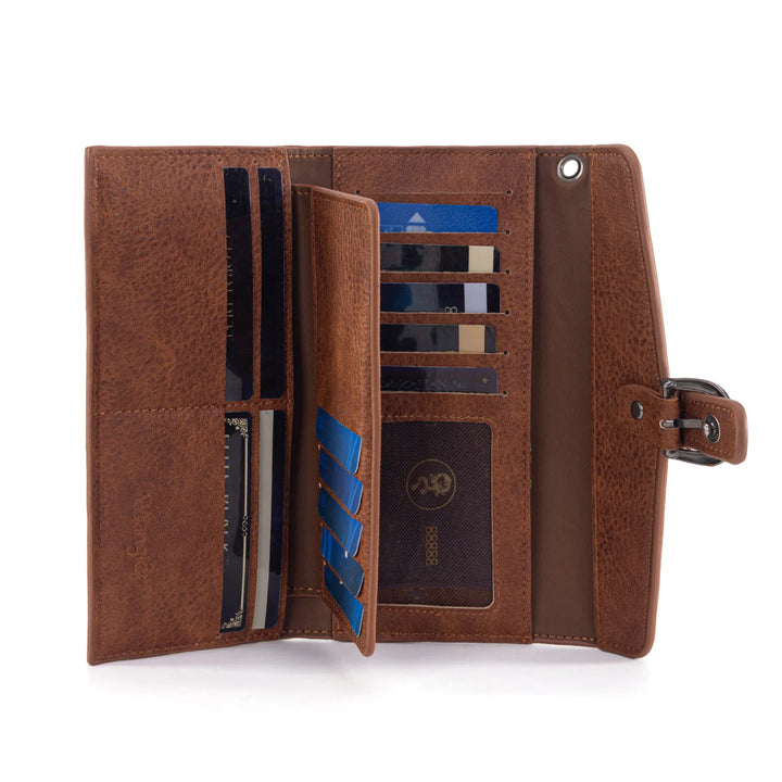 Wrangler Western Cow-Print Tri-fold RFID Wallet/Wristlet With Detachable Credit Card Holder -Turquoise WG195-W054 Wallet Wrangler Montana West