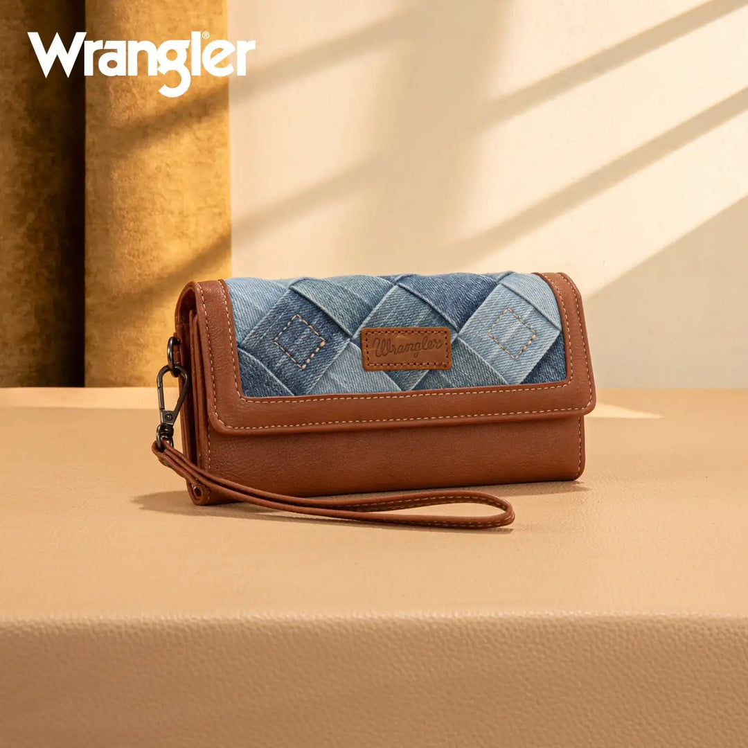Wrangler Denim Woven Tri-Fold Wristlet/Wallet WG210-W062 Wallet Wrangler Montana West