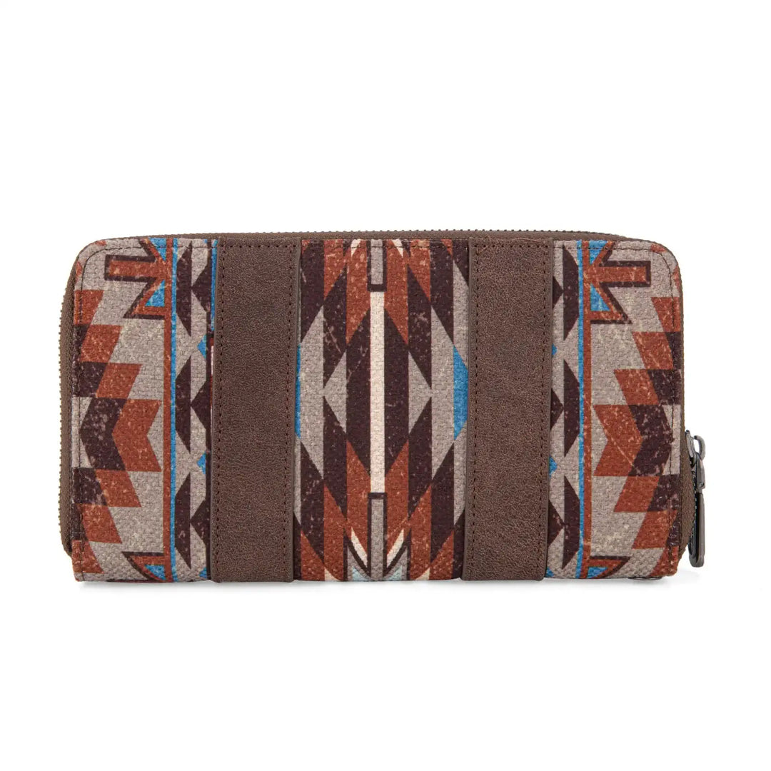 Wrangler Southwestern Art Print Wallet - Coffee WG2213-W006 Wallet Wrangler Montana West