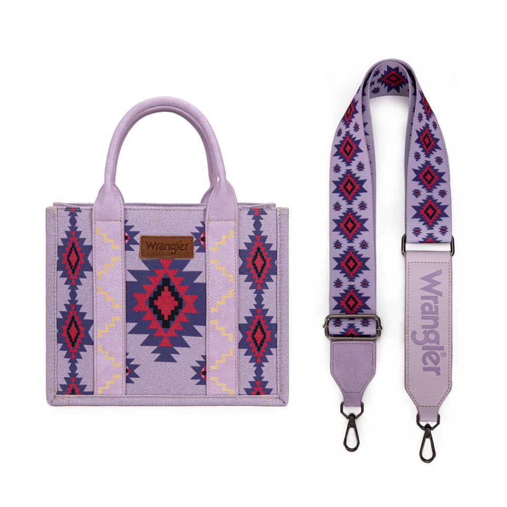 Wrangler Aztec Pattern Dual Sided Print -Tote/Crossbody -Purple WG226-8120S Purse Montana West