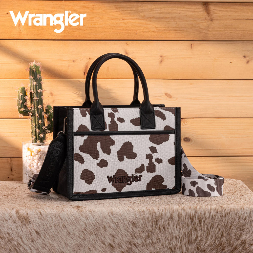 Wrangler Cow Print Tote/ Crossbody WG301-8120S Purse Black Montana West