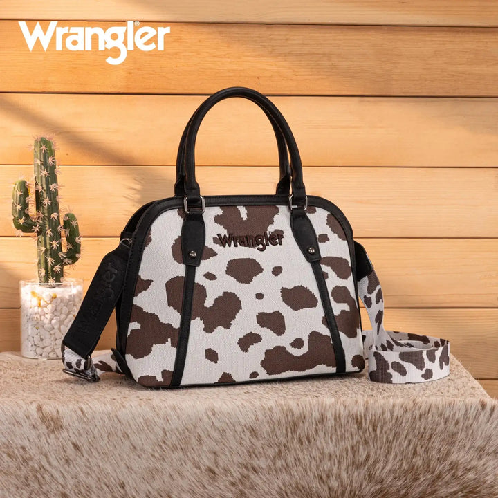 Wrangler Cow Print Satchel/ Crossbody WG301-818 Purse Black Wrangler Montana West