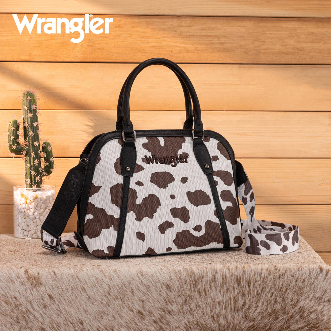 Wrangler Cow Print Satchel/ Crossbody WG301-818 Purse Black Montana West