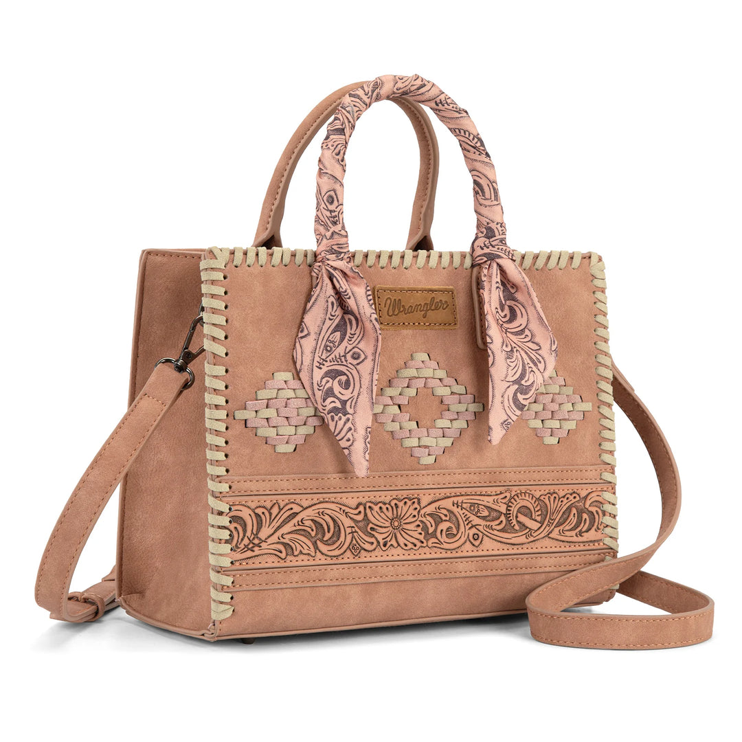 Wrangler Whipstitch Aztec Satchel/Crossbody with Scarf Handle