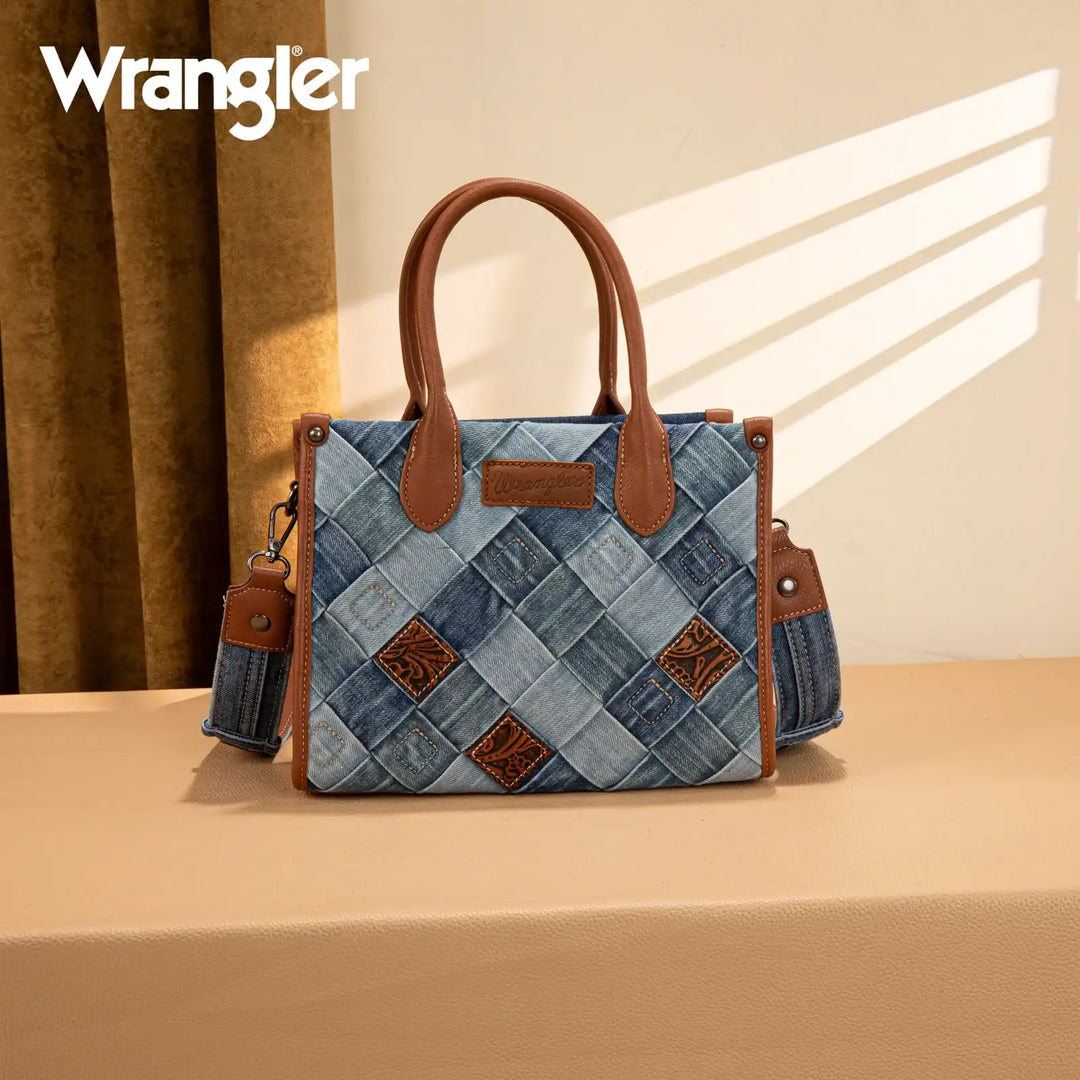 Wrangler Woven Denim Concealed Carry Tote/Crossbody WG210-8120S Purse Wrangler Montana West