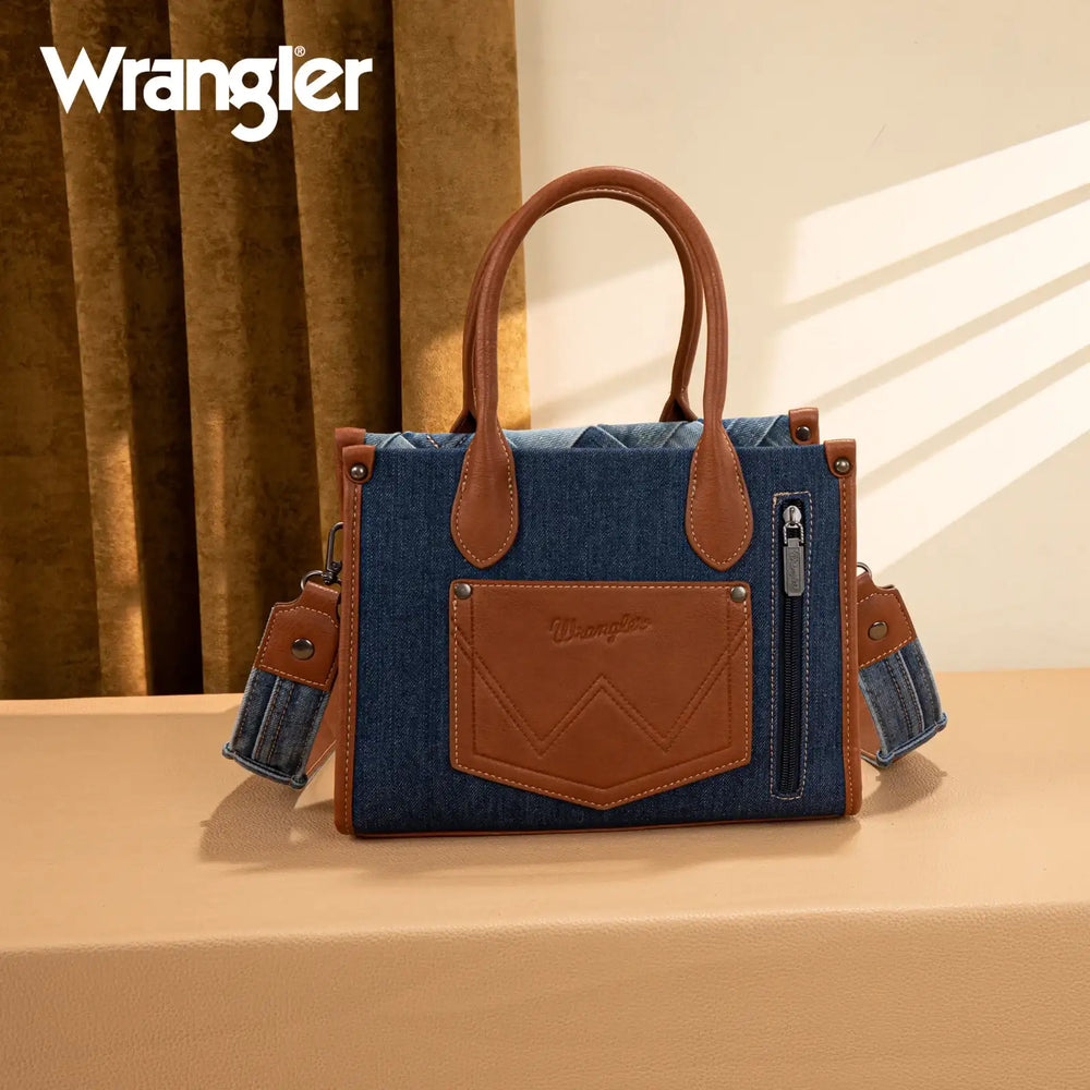 Wrangler Woven Denim Concealed Carry Tote/Crossbody WG210-8120S Purse Wrangler Montana West
