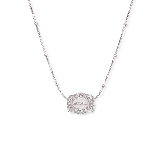 NEW! Ultra Mini Belt Buckle Necklace (Mama) - Silver NECKLACE SpurWest