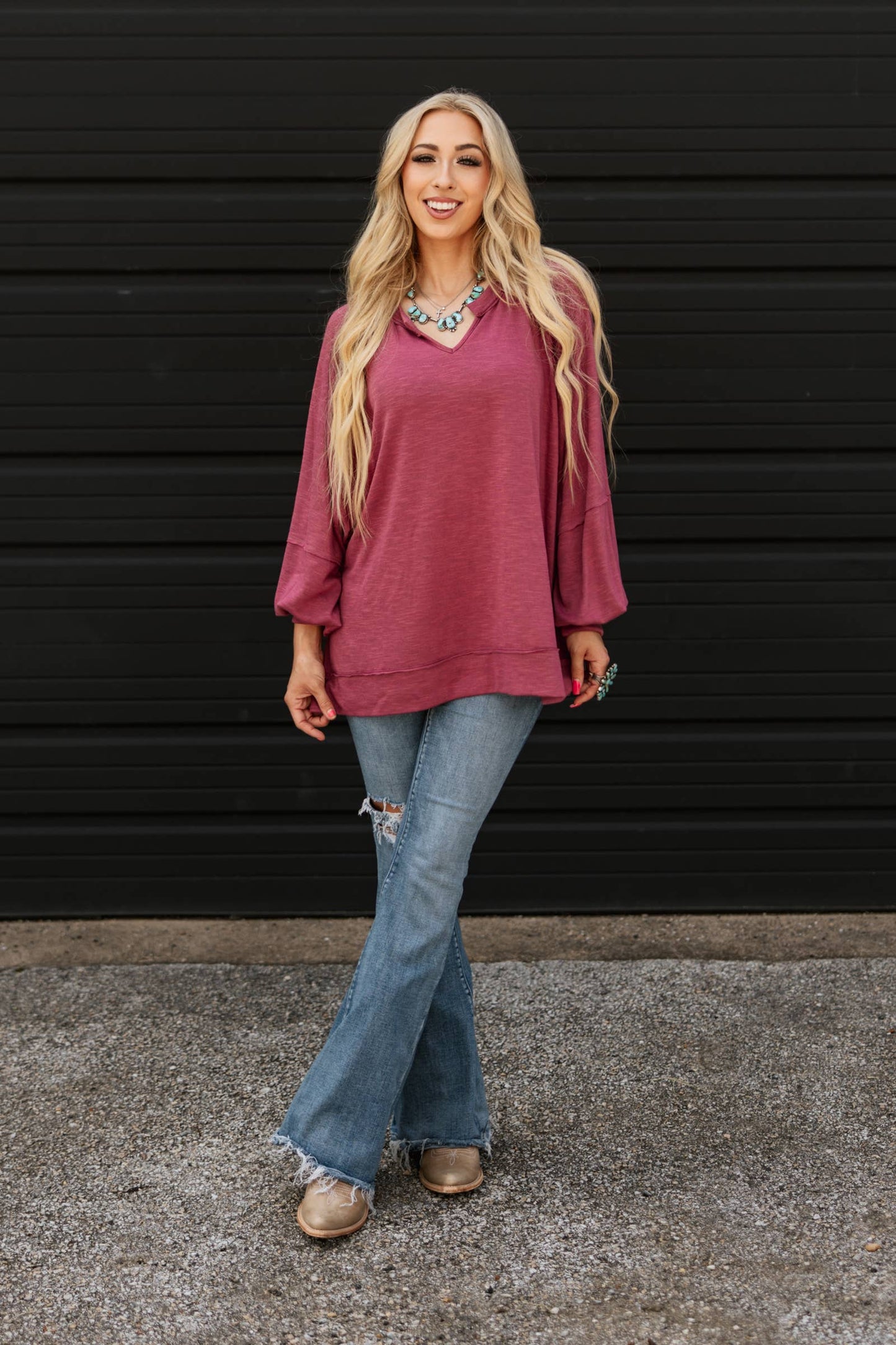 Flowy Split Neck Top Andrée by Unit