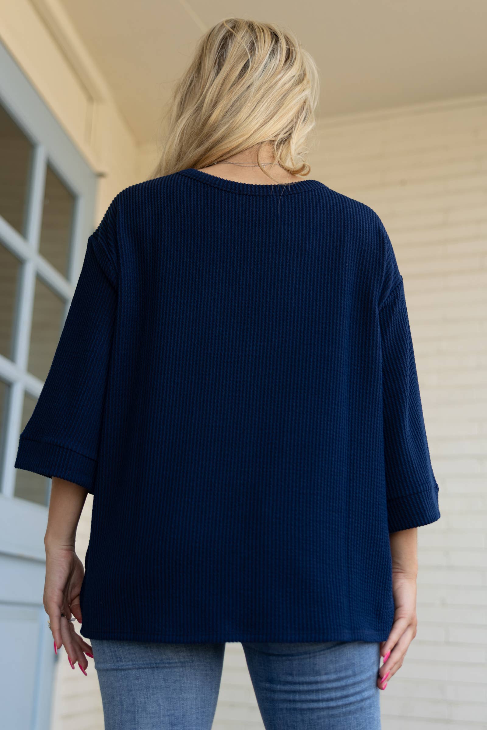 Ribbed 3/4 Sleeve Knit Top Andrée by Unit