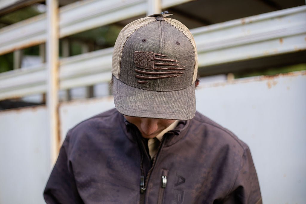 Ariat Embroidered Flag Oilskin Ball Cap A300012102 - Double C Western SupplyAriat
