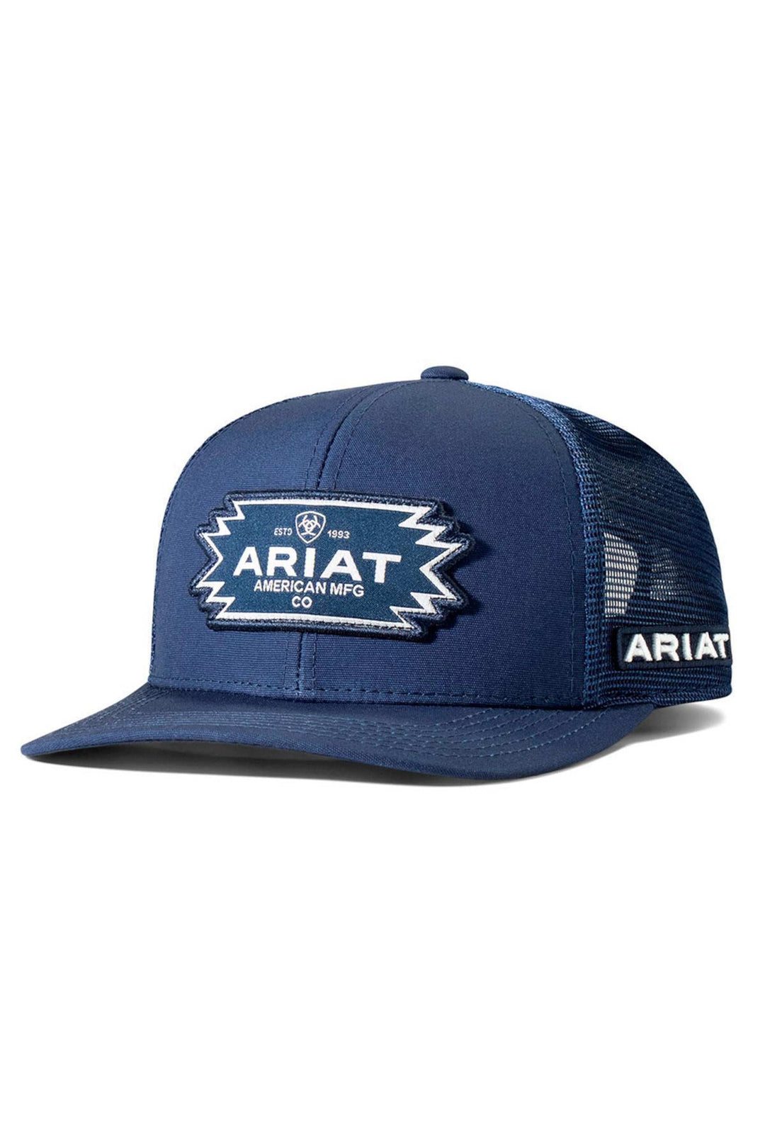 Ariat Hats Unisex American MFG Co Logo Navy Mesh Back Snapback Patch Cap - Double C Western SupplyM & F